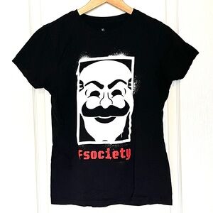 Mr. Robot fsociety Mask Graphic T-Shirt Loot Crate Exclusive Streetwear Size XL